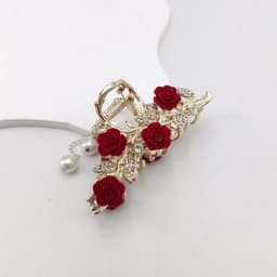 Fashion Romatics Fashion Antique Red Roses Flowers Hair Claws For Women DiamondMetal Hair Accessories