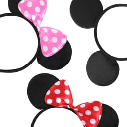 24pcs Adorable Mouse Ears Bow Pink Black Red Hairband Set Cute Children's Headwear Handmade Cartoon Style Party Gift Supplies