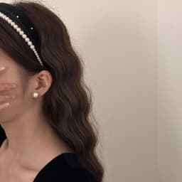 1Pc French Style High-Grade Double-Layer Pearl Headband,Black Velvet Sponge Hair Hoop,Retro Exquisite Hair Accessory for Women