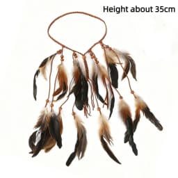 Boho Chic Indian Tribal Headband Feather Tassel Handmade Ethnic Headdress Hair Accessories Wood Beads Bohemian Headband