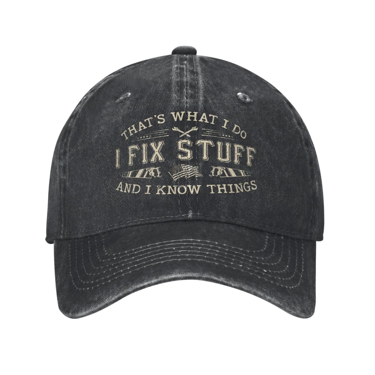 Summer That's What I Do I Fix Stuff and I Know Things Funny Dad Baseball Cap Sun Sun-Proof Design Washed Trucker Hat Gift Idea
