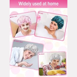 3pcs Women Satin Sleeping Bonnet Elastic Sleep Cap Waterproof Shower Hair Care Hat Night Hat