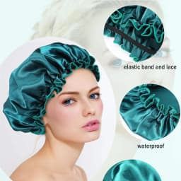 3pcs Women Satin Sleeping Bonnet Elastic Sleep Cap Waterproof Shower Hair Care Hat Night Hat
