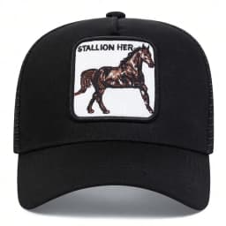 Unisex STALLION HER Letter Embroidery Baseball Net Caps Outdoor Adjustable Spring and Summer Casual Sunscreen Hat
