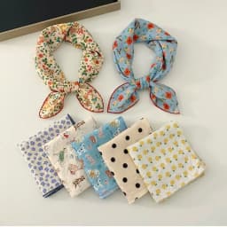 Elegant Cashew Small Square Scarf Cherry Flower Cotton Linen Print Scarves Korean Headband Printed Silk Scarf Outdoor