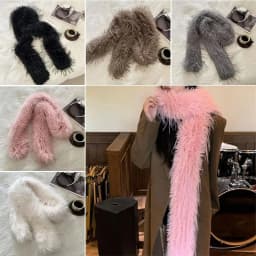 Fashion Long Strip Scarf Thick Fluffy Imitation Mink Fur Y2K Girl Scarf Luxury Classic Soft Shawl Ladies Tassels Scarf