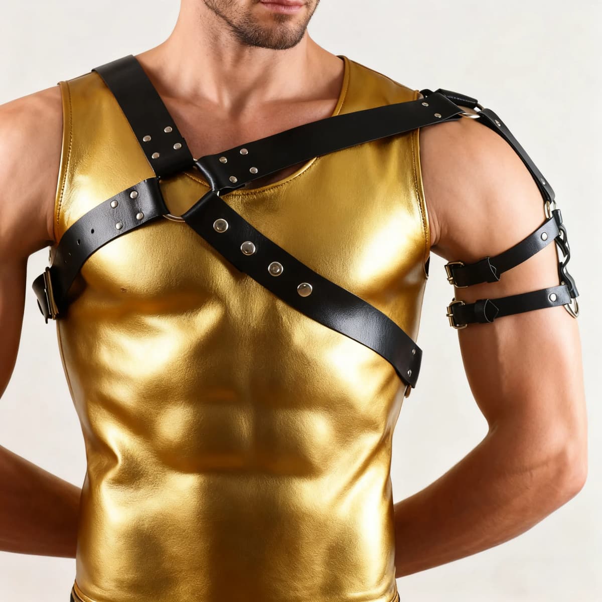 Men Sexy Punk Belt Harness Adjustable Belt Body Goth Harness Strap Cosplay Clothing for Adult Party Clubwear Belt