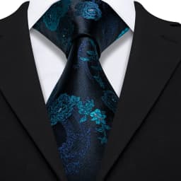 Barry.Wang Jacquard Water Duck Blue Men's Tie With Pocket Square Cufflinks Set Exquisiet Necktie For Male Wedding Business
