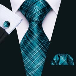 Barry.Wang Jacquard Water Duck Blue Men's Tie With Pocket Square Cufflinks Set Exquisiet Necktie For Male Wedding Business