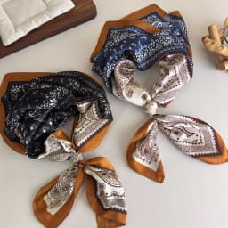 American Millennial Spice Girl Style Headband Scarf Retro Cashew Flower Neck Warmer Scarf Decorative Multifunctional Silk Scarf