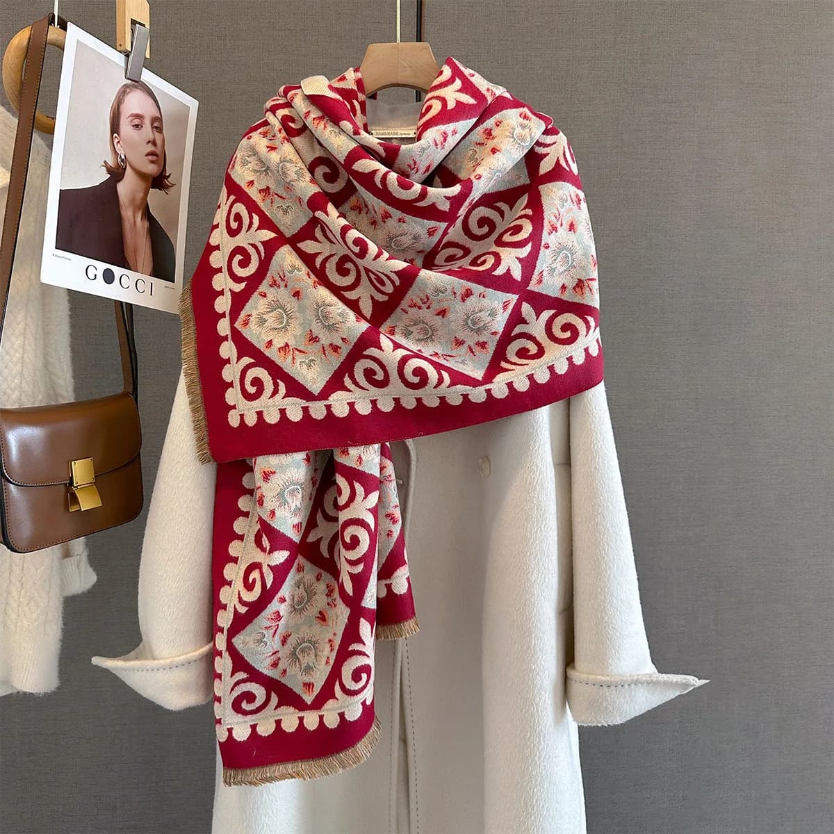 New Fashion Winter Duplex Printing Cashmere Scarf Women High Quality Thicken Wrap Shawl Ladies Pashmina Jacquard Scarves Luxury