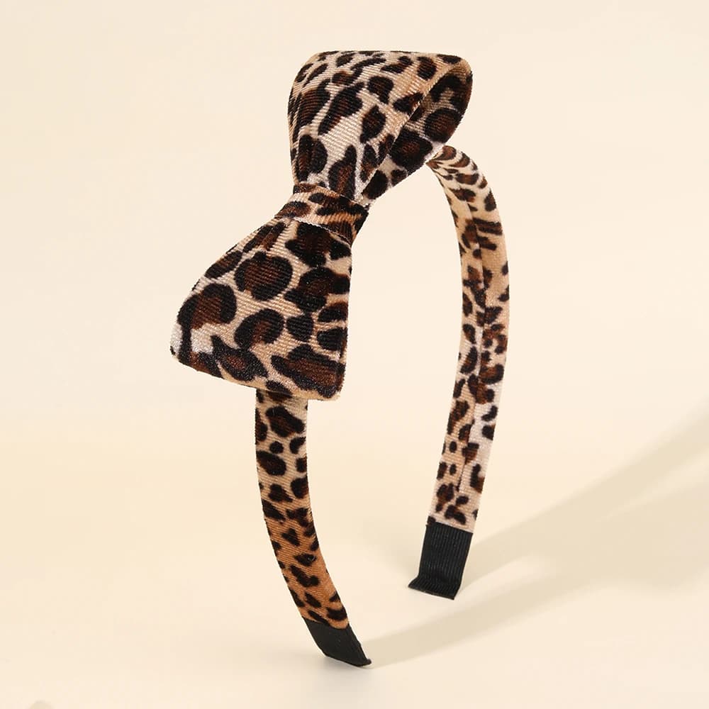 Korean Leopard-print Bow Headband Retro Elegant Velvet Hair Band No Slip Hair Hoop For Girls Women Fashion Headwear Accessories