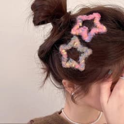 4Pcs Star Hair Clips, Colorful KnittingHair Clips, Elegant 5-Star Hairband Clips, Hair Accessories For Girl To Style Side Braids