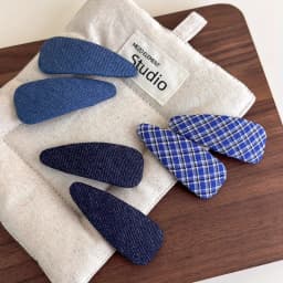 New Style Lightening Blue Denim Checkered BB Clip Fabric Hair Clip Fashionable Bang Clip Side Clip Loose Hair Accessory