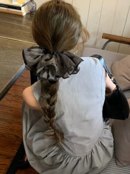 1pc Korean-Style Gray Sweet Polka Dot Fabric Fashion Skirt-Shaped Large Scrunchie, 2025 New French-Style Elegant Hair Tie