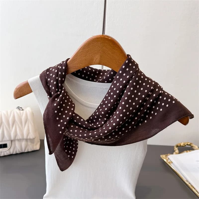 65*65cm Fashion Polka Dot Head Scarf Women Cotton Feel Hijab Spring Autumn Wraps Square Foulard Bandana Neckerchief Headscarf