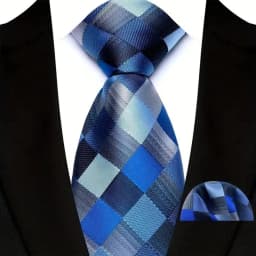 Fashion Royal Blue Men Tie Luxury Plaid Stripes Paisley High Quality Pocket Square Necktie Sets Groom Wedding Busienss Gifts