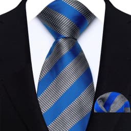 Fashion Royal Blue Men Tie Luxury Plaid Stripes Paisley High Quality Pocket Square Necktie Sets Groom Wedding Busienss Gifts