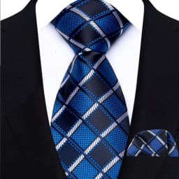 Fashion Royal Blue Men Tie Luxury Plaid Stripes Paisley High Quality Pocket Square Necktie Sets Groom Wedding Busienss Gifts