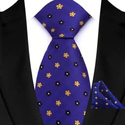 Fashion Royal Blue Men Tie Luxury Plaid Stripes Paisley High Quality Pocket Square Necktie Sets Groom Wedding Busienss Gifts