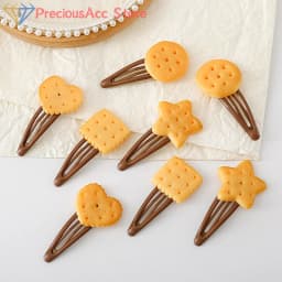 1/4Pcs Cute Biscuit Hairpin Creative Girls Simple Cookie Shape Side Top Hair Clip Headdress Hair Ornament Hair Accessories