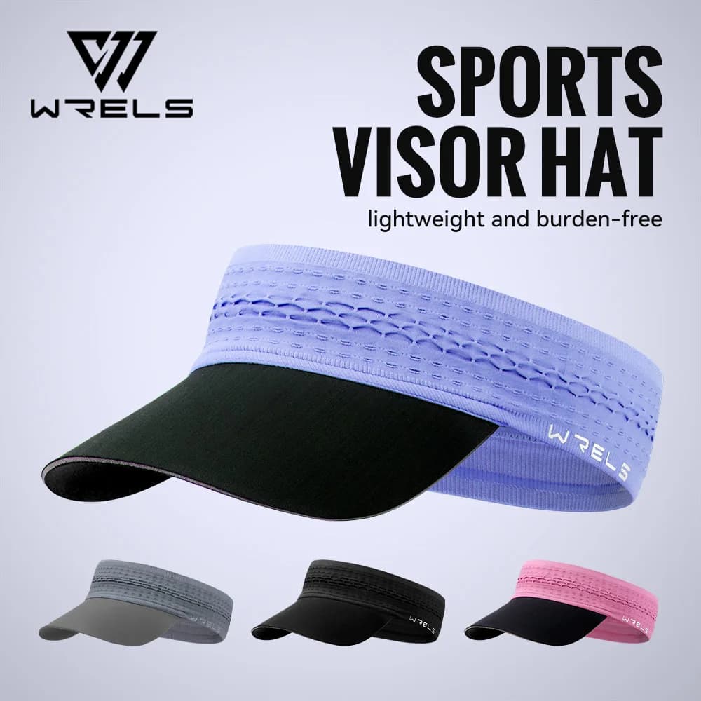 WRELS Sun Visor Hat Breathable Topless UV Protection Sports Cap Adjustable Outdoor Sports Tennis Golf Running Sunscreen Cap