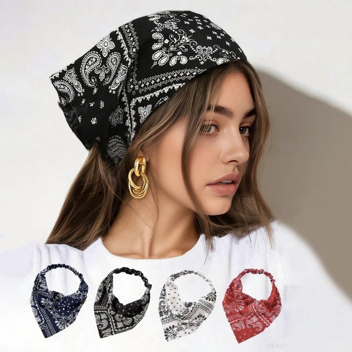 Women Bandana 1pc Women's Fashion Paisley Print Headband, Sun-Protective Sweat-Absorbent Elastic Headwrap, Suitable For Outdoor