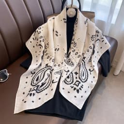 90*90cm Paisley Printed Square Scarf For Women Imitation Silk Scarves Bandanas Luxury Large Shawl Beach Wraps Elegant Hijab