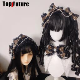 Mars Gal Harajuku Gothic Subculture Lace Leopard Print Lolita Steampunk Y2K Girl Women Bow Hair Clip Hair Clips Pins Hairpin