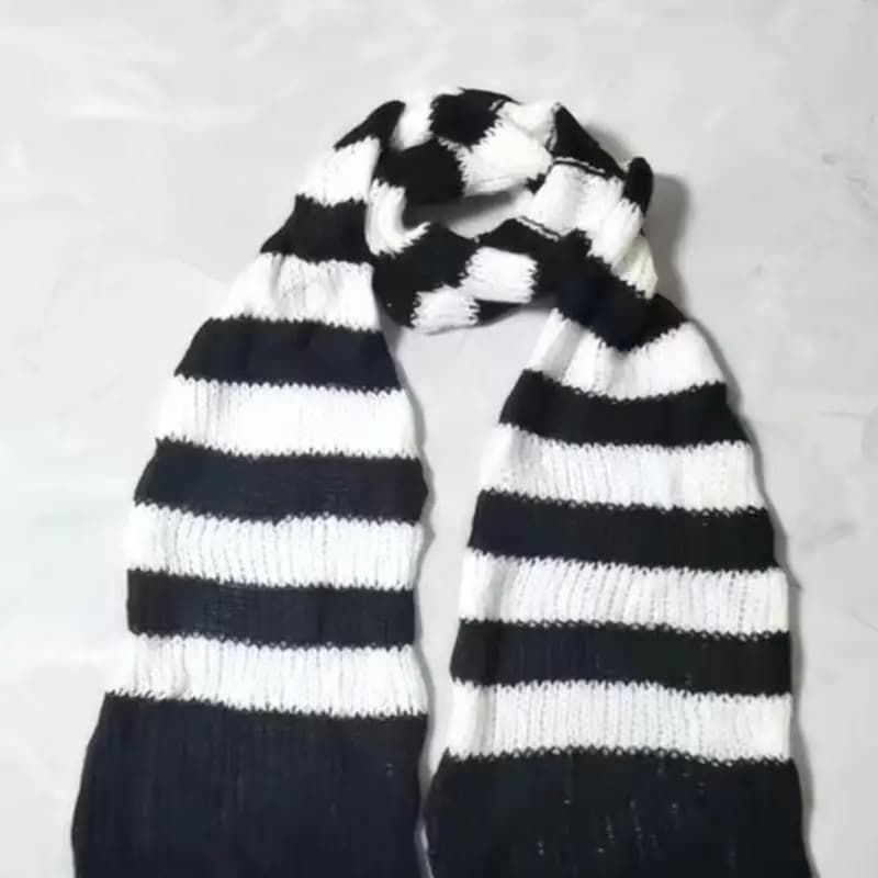 39BD Lady Neckwrap Knitting Stripe Scarf Subculture Neck Scarf Autumn Winter Neckwear