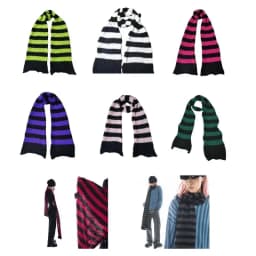 39BD Lady Neckwrap Knitting Stripe Scarf Subculture Neck Scarf Autumn Winter Neckwear