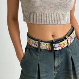 Original, Artistic, and Personalized Graffiti Belt jeans with 3.8cm Wide with wild high-grade American trend white belt