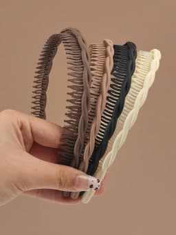 4Pcs Autumn Winter Simple Brown Comb with Teeth Hairband NonSlip Hair Hoops Taming Flyaways Headband Wash Face Hair Accessories