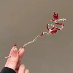 Snake Hairpin Vintage Advanced Sense Chinese Style Hair Stick Enamel Flower Hair Pin Plate Hair Retro Hair Clip Hair Accessory