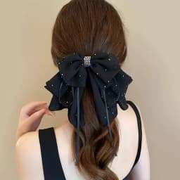 Elegant Versatile Chiffon Floral Print Bow Ponytail Clip Headwear For Women Girls Sweet Bow Ribbon Hair Clip Hair Accessories