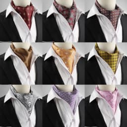 New Design Men's Ascot Scarf Necktie Fashion Paisley Dot Red Yellow Grey Cravat Business Meeting Gentleman Collar Accessory Gift