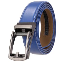 Unisex Click Belts for Men Luxury Brand Designer Fashion Automatic Buckle Genuine Leather Men's Belt Male Jeans Waist Strap Blue