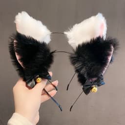Plush Cat Ear Headband for Women, Cute and Quirky Cat Headwear, Hairpin with Bell, Collar Accessory, Children's Hair Accessory