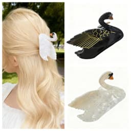 Muweordy Black White Swan Acetate Claw Clip Shark Hair Claws Creative Animal Hair Clip For Women Girls Fashion Hair Accessories