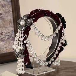 Detachable Pearl Tassel Bridal Headdress with Flower Details; Ideal Women's Hair Hoop for Wedding Parties or Dances