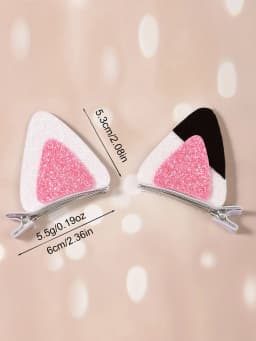 2pcs/set Cute Reversible Sequin Cat Ear Hairpin for Girls Lovely Anime Hair Clip Cartoon Headdress Cosplay Hair Accessories Gift