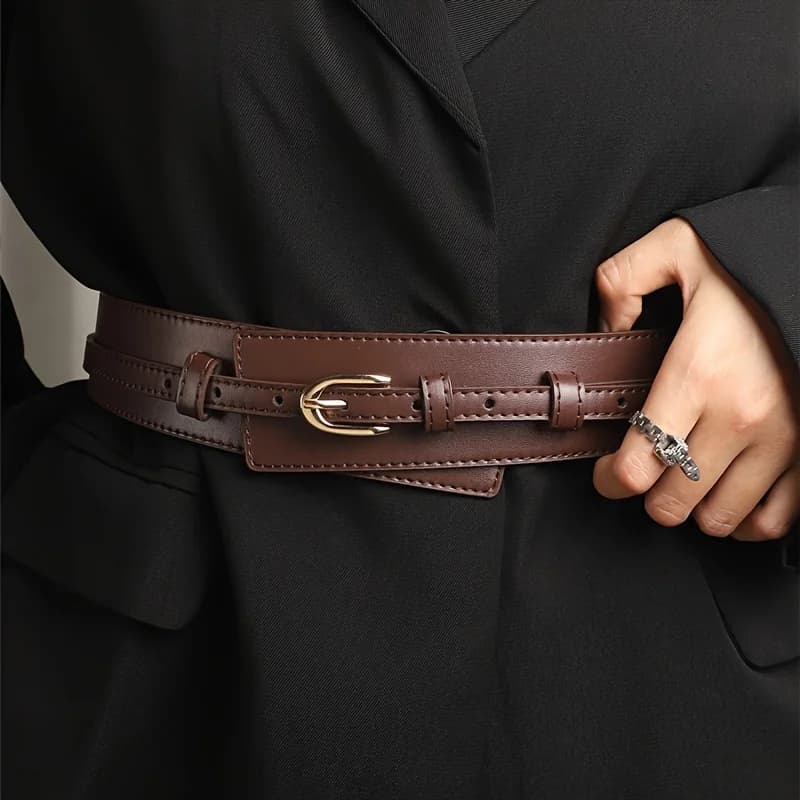 Women's U-shaped Pin Buckle Removable PU Belt Fashionable With Jeans Wide-leg Pants Personalized Women's Waist Accessories