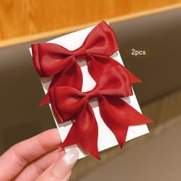 2 sweet and versatile temperament simple red bow hair clips suitable for daily hair accessories