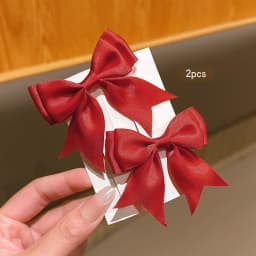 2 sweet and versatile temperament simple red bow hair clips suitable for daily hair accessories