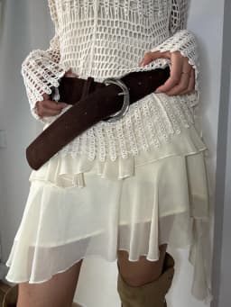 1pcs wide-edged retro belt for women, vintage design, unique personality leather belt, fashionable brown decoration, versatile f