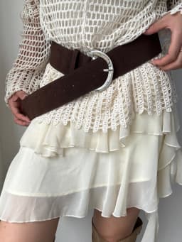 1pcs wide-edged retro belt for women, vintage design, unique personality leather belt, fashionable brown decoration, versatile f