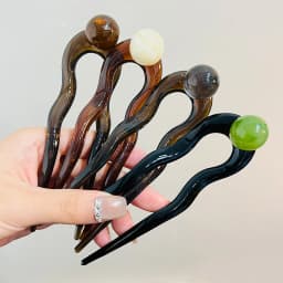 Women Twist Hair Clip for Girls Fashion Plastic Acrylic Bead Hair Sticks U-Shaped Hairpin Geometric Female Lady Hair Accessories