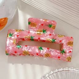 1pc acrylic fresh fruit square hollow hair clip, suitable for thick hair half-up hairstyles shark clips hair accessories