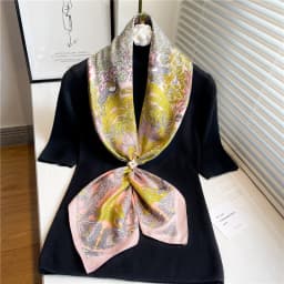 Luxury 90cm Twill Square Scarf For Women Spring Print Hair Band Hijab Foulard Sunsceen Neckerchief Shawl Wraps Echarpe