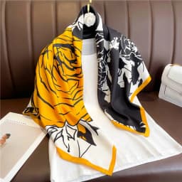 Luxury 90cm Twill Square Scarf For Women Spring Print Hair Band Hijab Foulard Sunsceen Neckerchief Shawl Wraps Echarpe